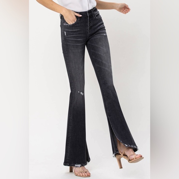 Flying Monkey Denim - FLYING MONKEY - MID-RISE FLARE W/ EXPOSED BUTTON FLY & SLIT size 24